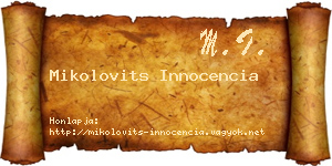 Mikolovits Innocencia névjegykártya